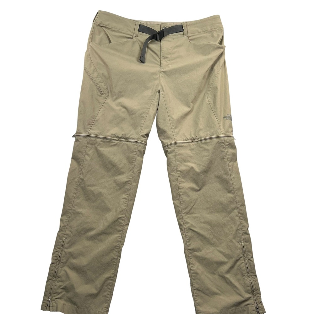 The North Face Convertible Hiking Pants Mens 36 Tan Khaki Zip Off Cargo Belted
